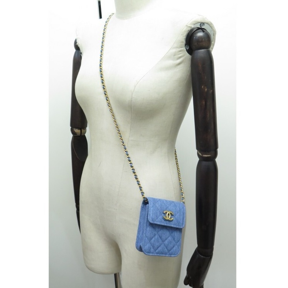 Chanel Makeup Bag crossbody purse chain CC denim pouch - Picture 8 of 9